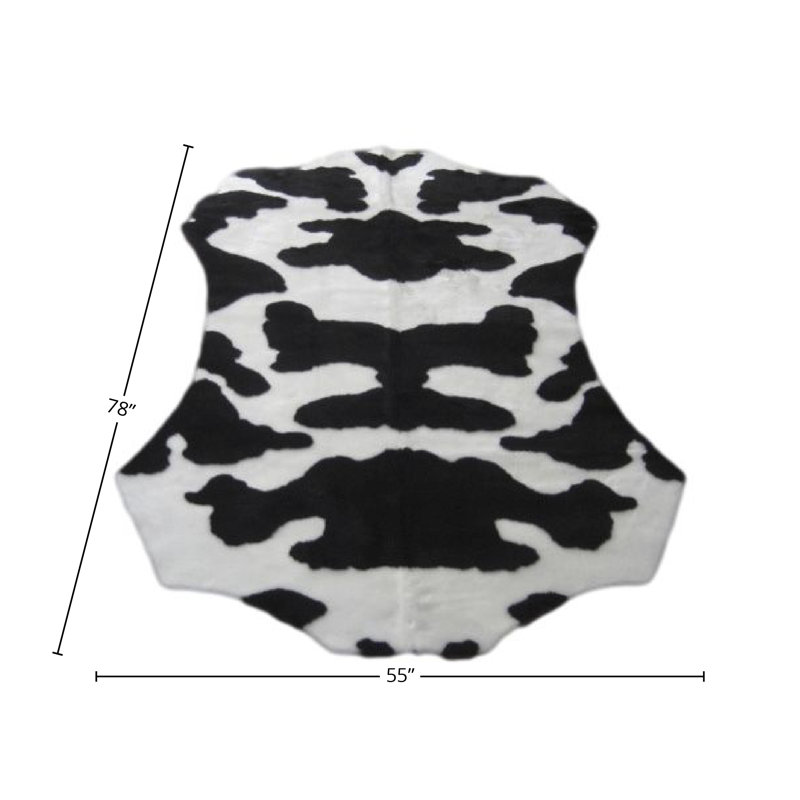 Tapis lavable en fausse fourrure de vache, Peau 4 pi 7 po x 6 pi 7 po