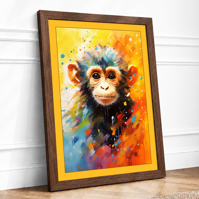 Chimpanzee Splash Modern - Print, A4 - 29.7 x 21.0 cm, Walnut