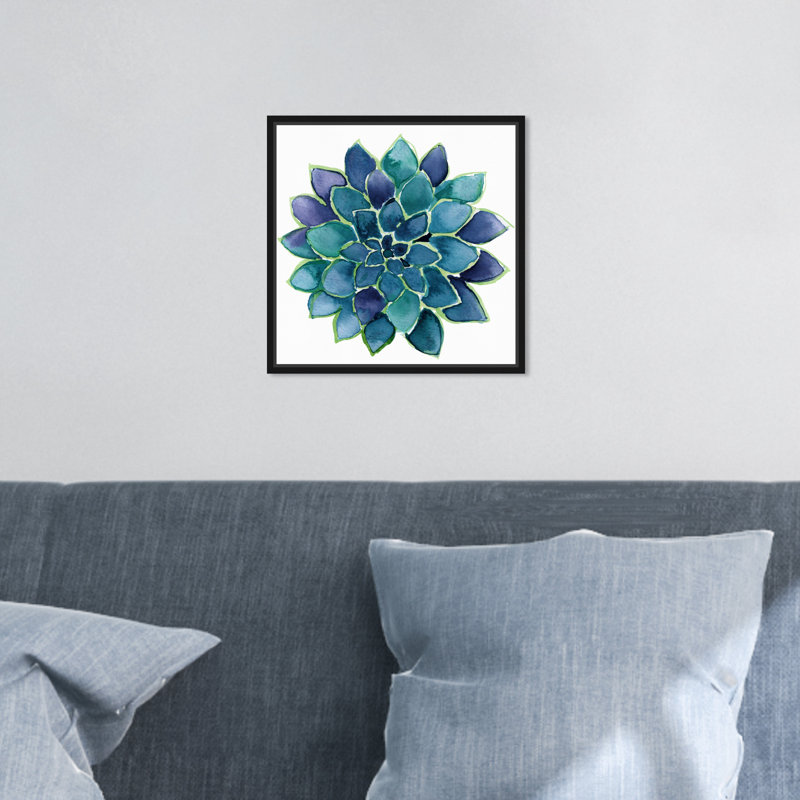 «Succulent Lovers», reproduction d'art sur toile bleue moderne pour plante d'intérieur, H 13 po x l 13 po, Encadré bois noir