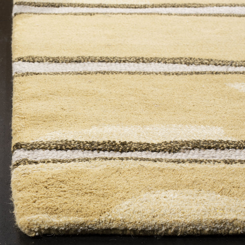 Schmier Martha Stewart Hand Tufted Wool/Viscose Striped Rug in Toffee Gold, Runner 2'3" x 10'
