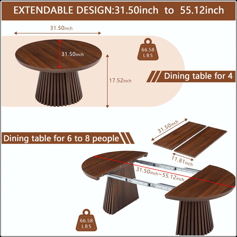 Table basse / de salle à manger extensible ovale avec pieds à lattes