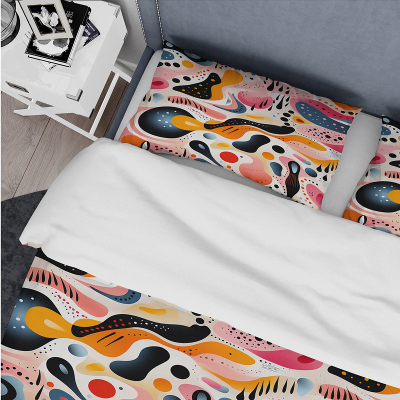 Literie pastel Mid Century, Housse de couette simple + 1 taie décorative stan