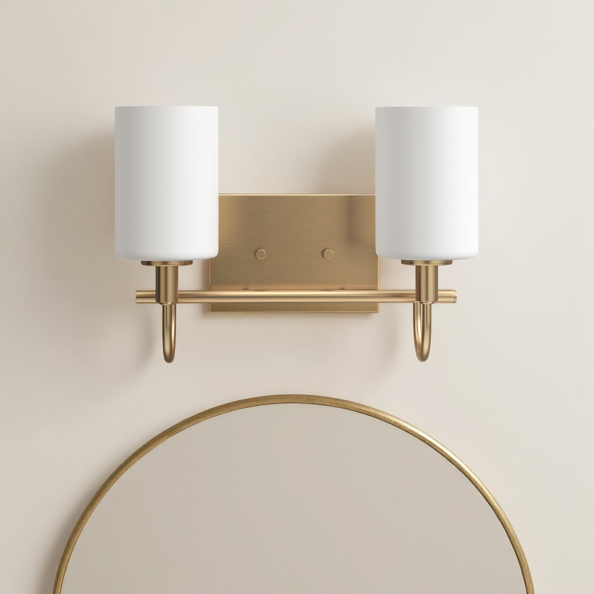 Rowley 13.88" W 2-Light Dimmable Steel Vanity Light , Satin Brass