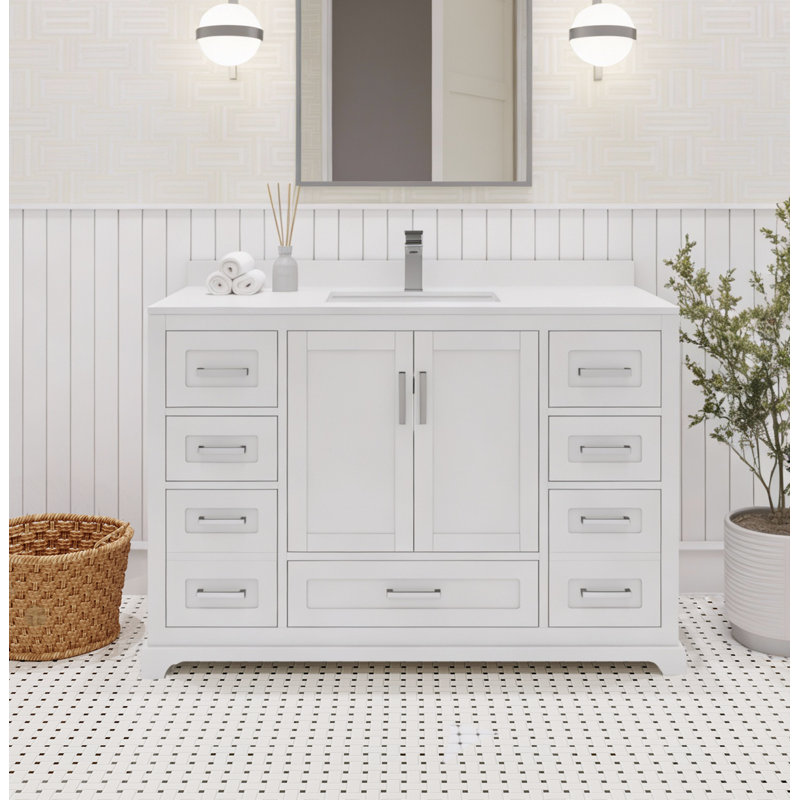 Maya 42 po Meuble-lavabo de salle de bain sans plateau blanc assemblé, Blanc
