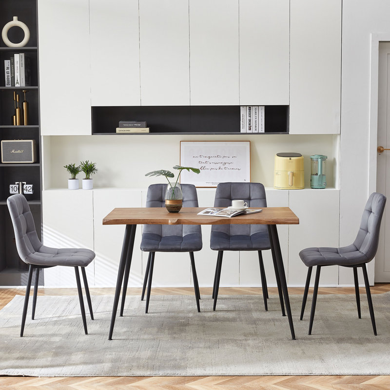 Lawanda Dining Table Set With 4 Chairs, Gray