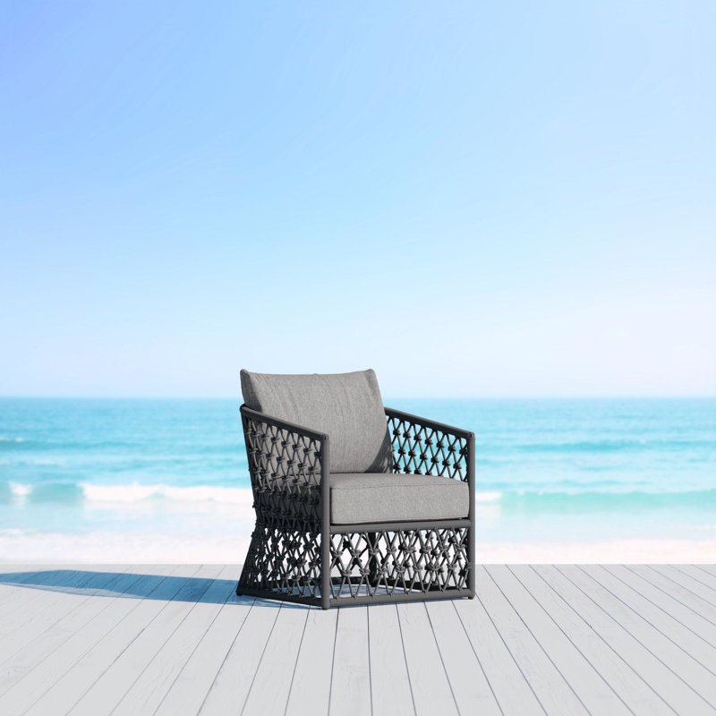 Amelia Patio Chair with Cushions, Ash Frame/Fog Cushion