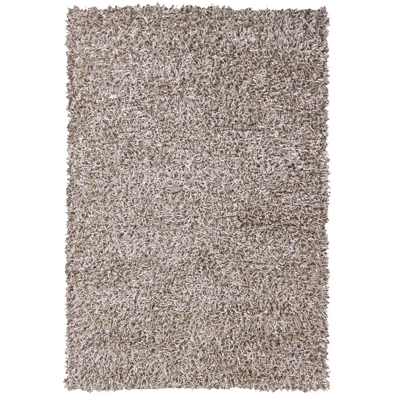 Heston Authentic Hand Woven Handmade Silver Modern Abstract Polyester Shag Area Rug