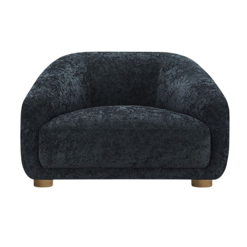 Fauteuil d'appoint à dossier arrondi Oliver, chenille noire douce