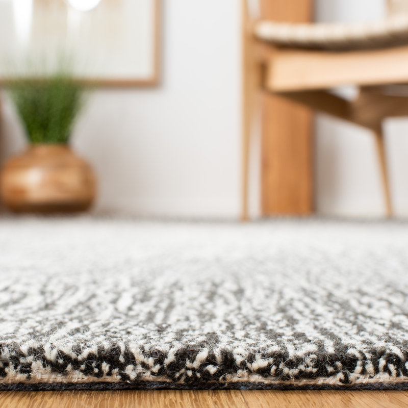 Charcoal and Grey Hand Tufted Wool 8' x 10' Rug