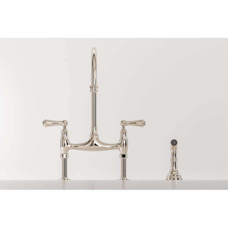 Georgian Era™ Bridge Faucet with Side Spray, Polished Nickel