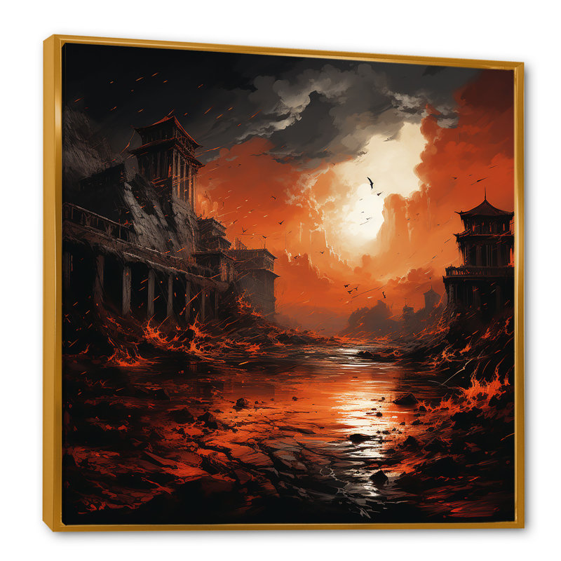 Grèce «Carthages Fall Landscape I», art mural Classics, Cadre flottant doré, H 36 po x l 36 po x P 1,5 po