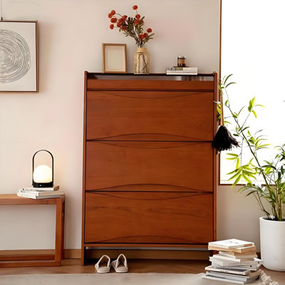 Glass Countertop Groove Shoe Storage Cabinet