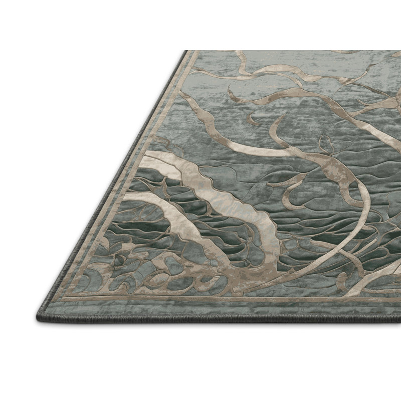 Tapis brun soyeux et moelleux, Rond 3 pi