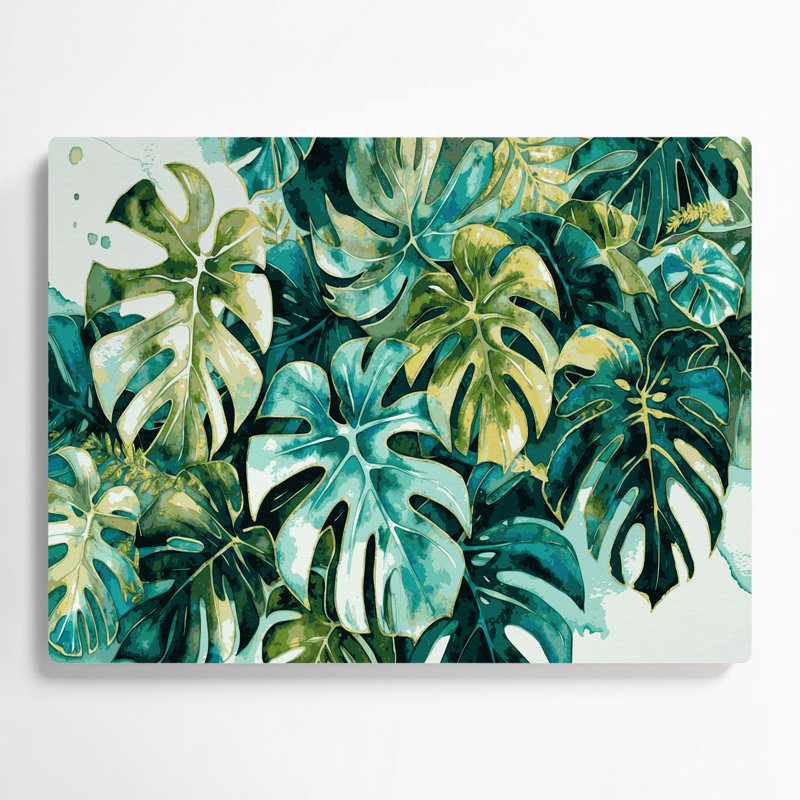 «Hawaiian Monstera Leaves», art mural en métal vert, H 20 po x l 30 po
