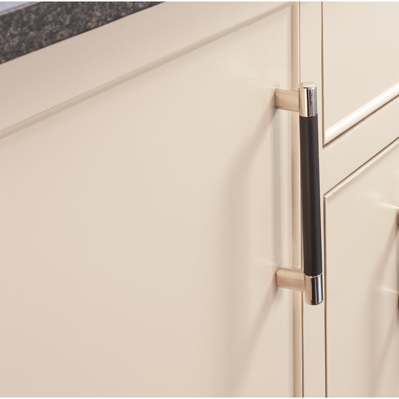 Polished Nickel and Black Bronze Bar Pull with Mounting Hardware