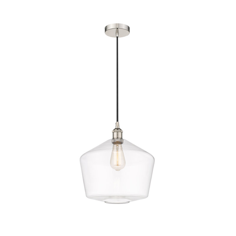 Luminaire suspendu 1 lumière Gabbie, Transparent, Nickel poli