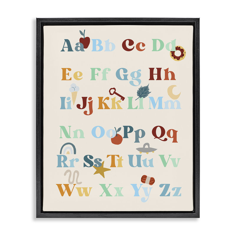 «Boy's Alphabet» par Daphne Polselli, Cadre flottant noir de jais, H 21 po x l 17 po