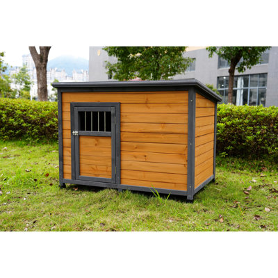 Large Space Solid Wood Dog House, Waterproof Roof, Elegant Look House With Practical Roof And Breathable Door