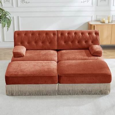 Canapé Chesterfield en U en velours