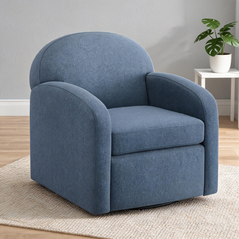 Fauteuil d'appoint rembourré en tonneau pivotant à 360 degrés moderne bleu doux pour le salon, Bleu