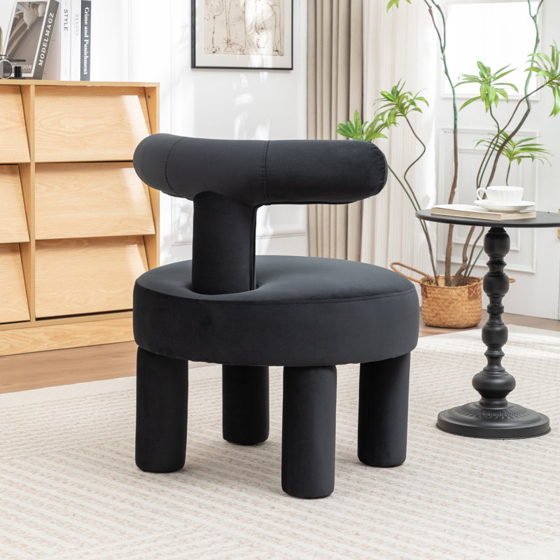 Fauteuil demi-tonneau en velours Bula, Noir