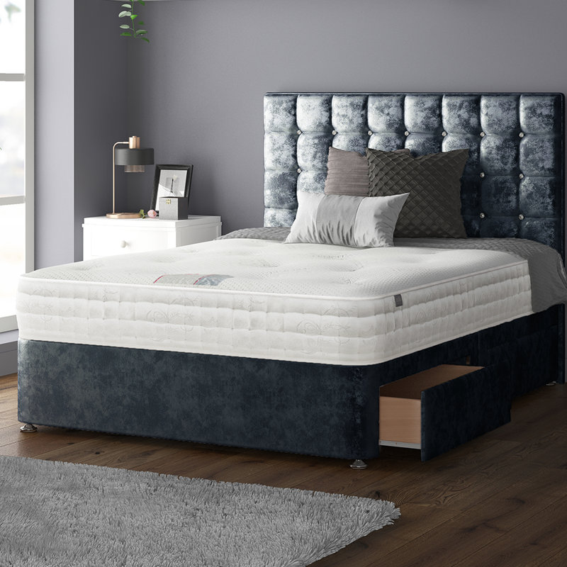 Galarza Upholstered Divan Bed, Double (4'6), Truffle, 4 Drawers
