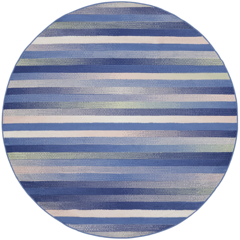 Striped Indoor Rug, Round 8'