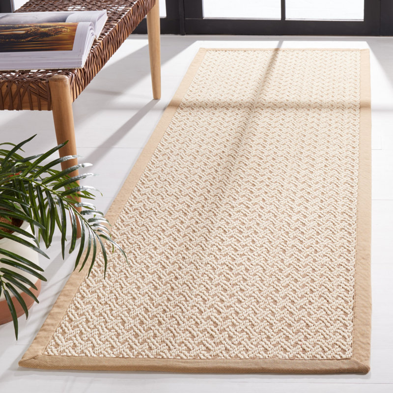 Natural Fiber Wool, Jute, & Sisal Chevron Rug, Runner 2'6" x 8'