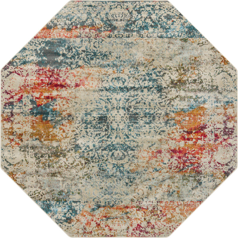 Abstract Indoor Rug, Octagon 8'2"