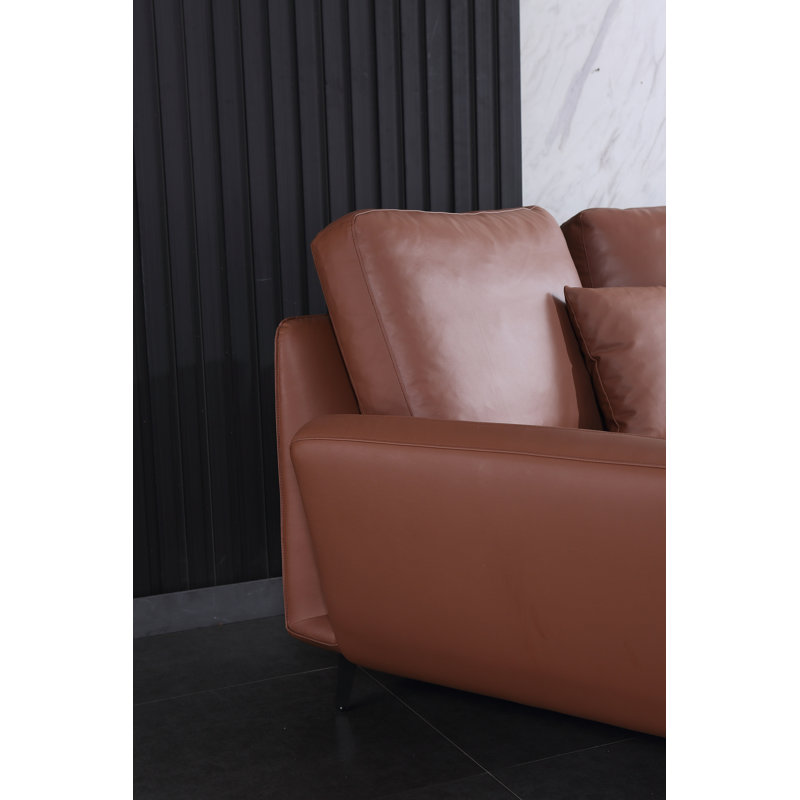 Galaxy Sectional, Russet Brown Genuine Leather, Left Hand Facing
