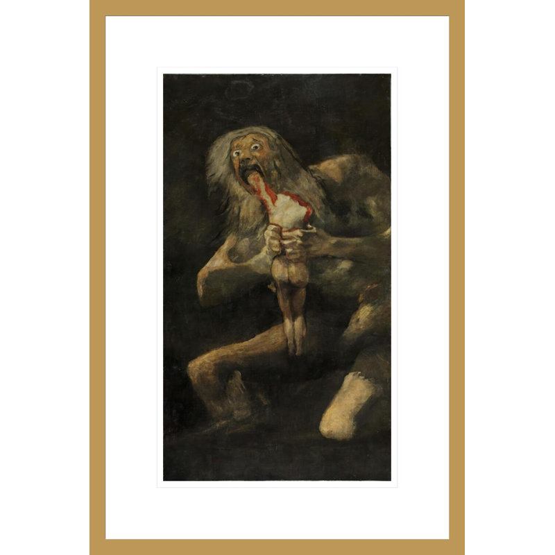 «Saturn Devouring His Son» par Francisco de Goya y Lucientes - Estampe numérique encadrée, H 21,75 po x l 14,7 po