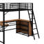 Lit mezzanine simple en métal avec 3 couches de tablettes et bureau en L-1291169465