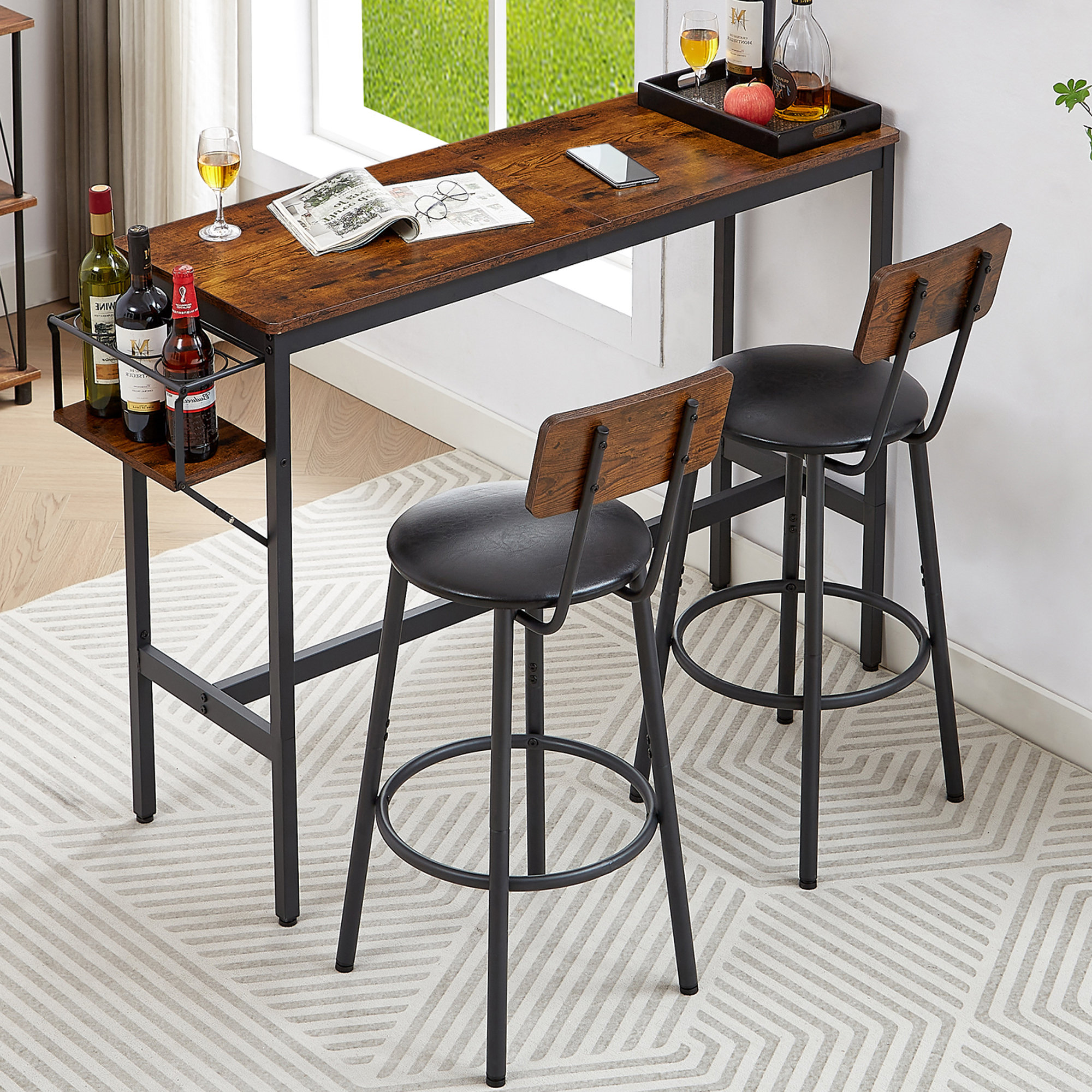 17 Stories Aarni Rectangular 15.76'' L x 47.1'' W Restaurant Dining Set ...