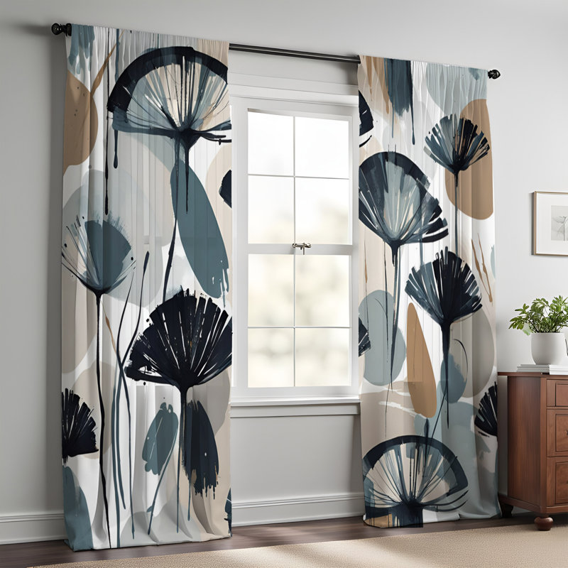 Paire de rideaux semi-transparents en polyester Earstine, L 20 po x L 52 po