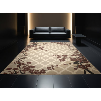 Machine Washable Ortmund Ivy Traditional Trellis Rug in Gray – Beige Binding