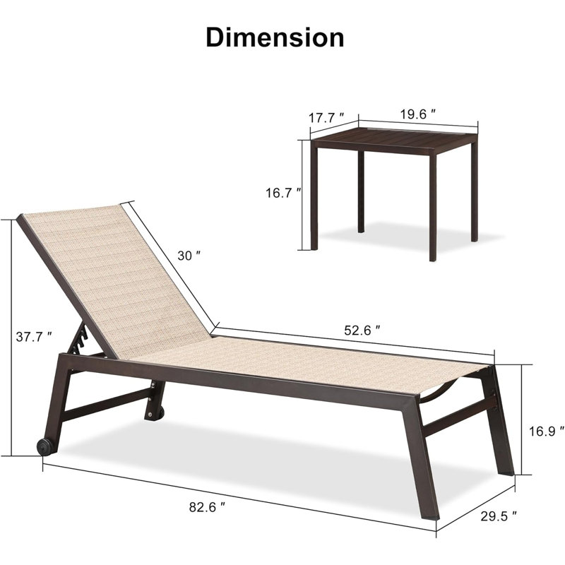 Les chaises longues Ebern Designs, Brun clair