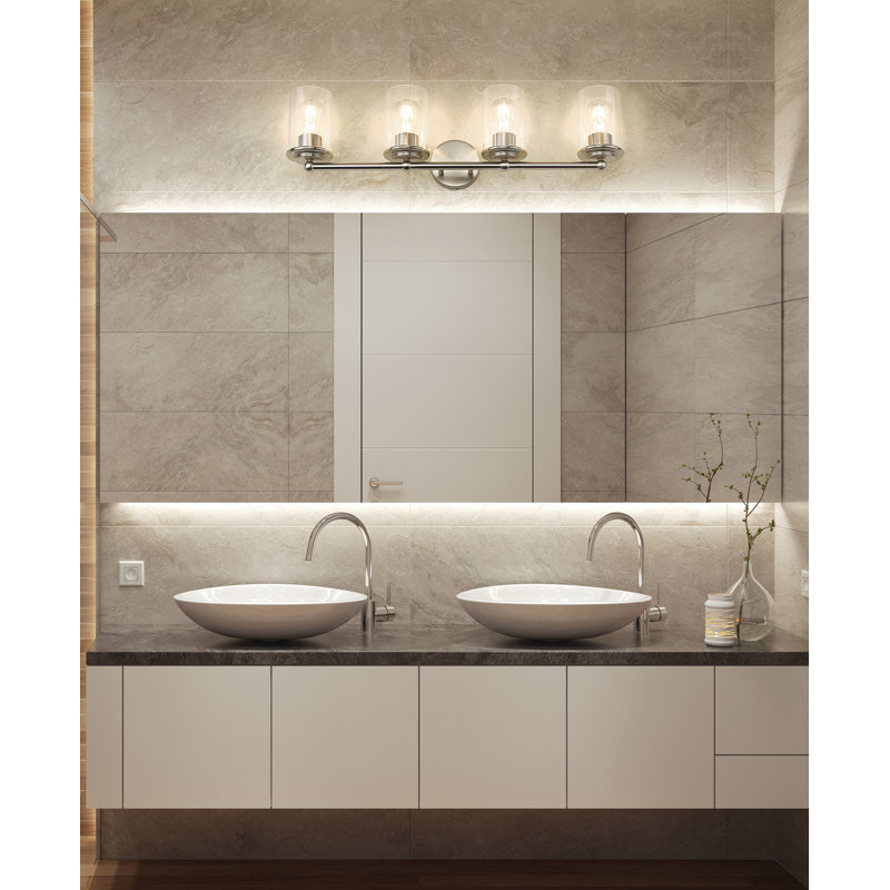 Éclairage pour meuble-lavabo à 4 lumières Cheetham, Nickel brossé