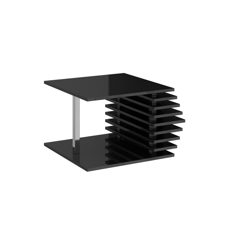 Linney Floor Shelf Coffee Table, Black Gloss, 45" H x 60" W x 60" D