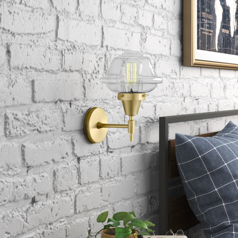 Gayle Chrome Armed Sconce, Polished Chrome, Incandescent, Clear