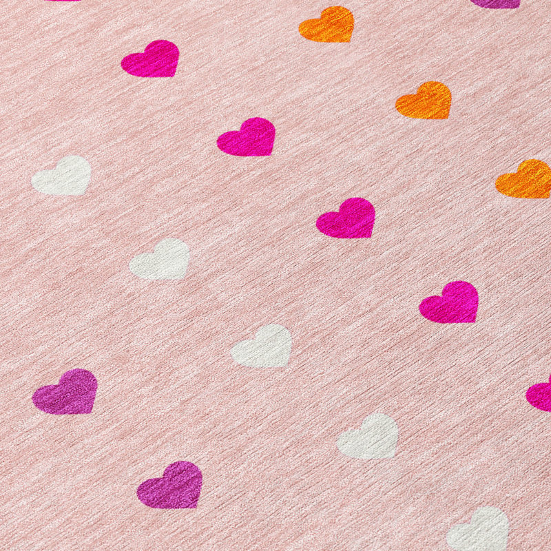 Tapis intérieur / extérieur lavable à la machine pour enfants Chantille ACN2510, Rose, Rectangulaire 8 pi x 10 pi