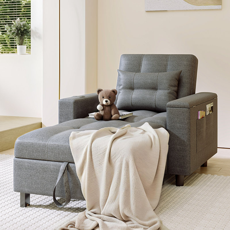 Canapé-lit convertible 3-en-1 Ebern Designs, Gris foncé