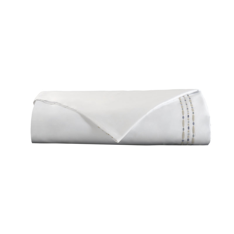 Housse de couette Sole, Housse de couette pour lit simple, Blanc / bleu glacier