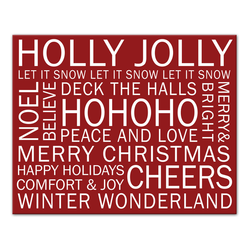 «Christmas Sayings», impression sur toile tendue, H 16 po x l 20 po x P 1,25 po, Rouge