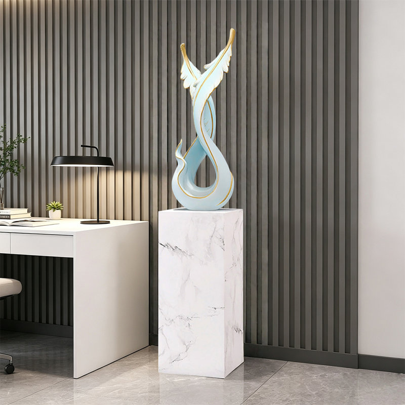 Blue+Gold+White Free Form Resin+Marble Decorative Object, Blue