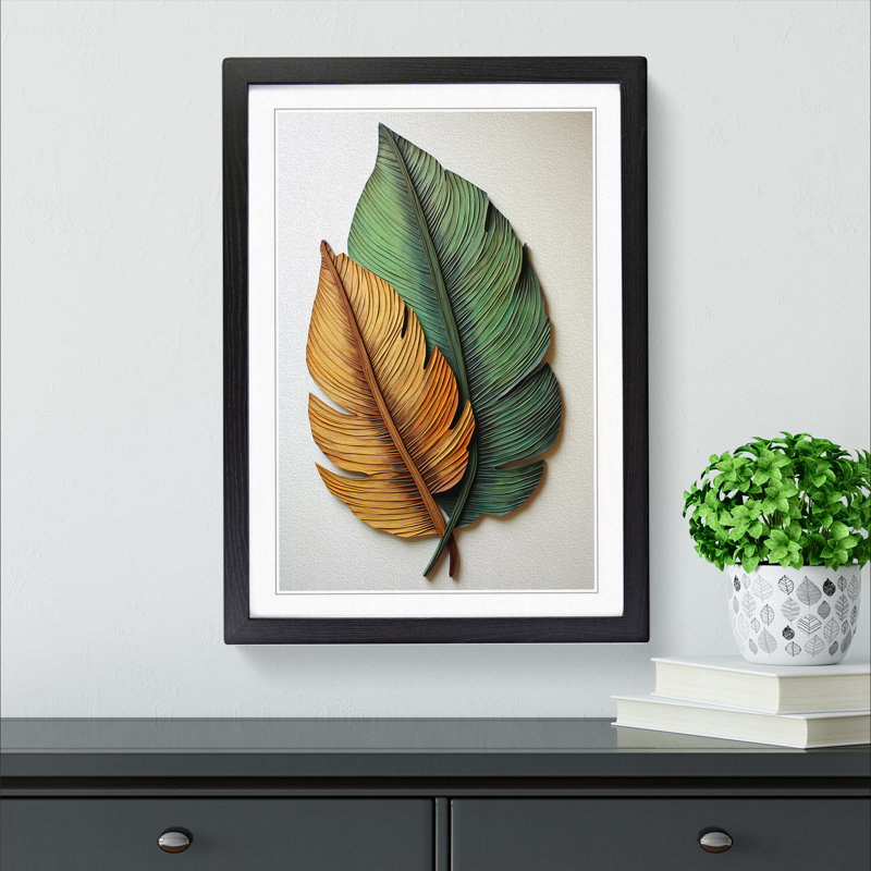 Palm Leaf Informel - Framed Print, Black, 34cm H x 25cm W x 2cm D