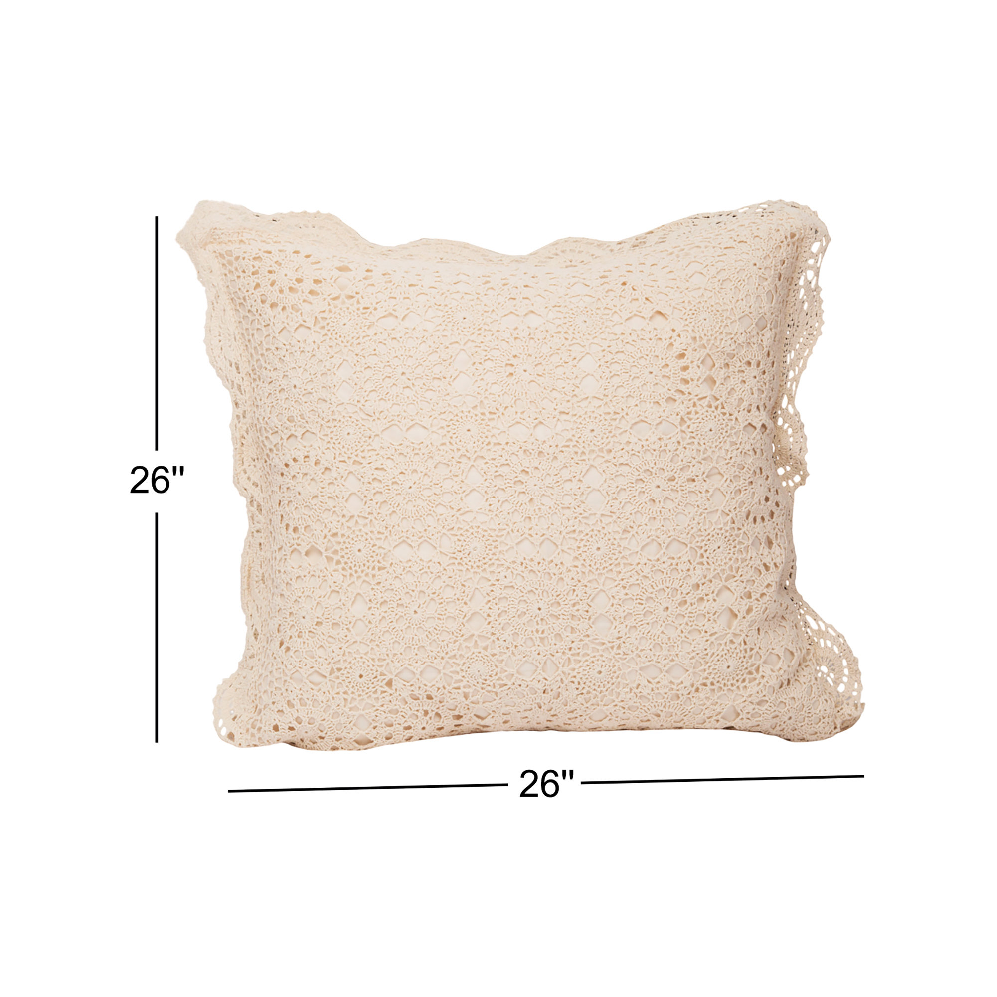 Aveta Embroidered Cotton Pillow Cover, Ivory