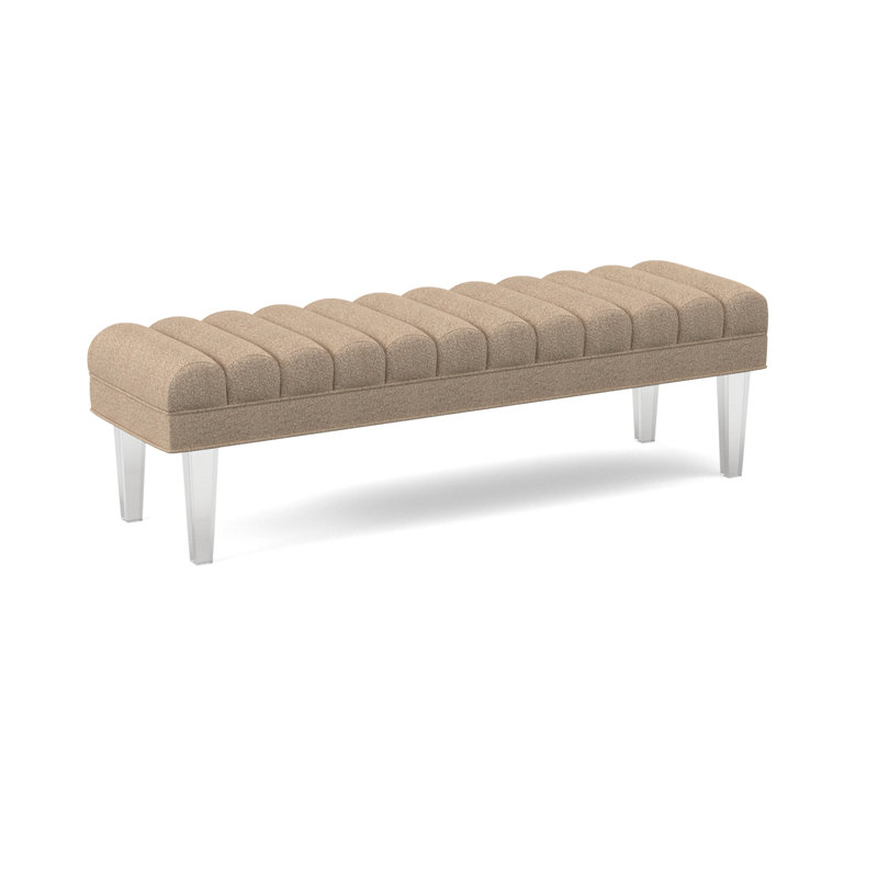 Lana Upholstered Bench, 18" H x 60" W x 18"D, Maya Wheat Polyester Blend