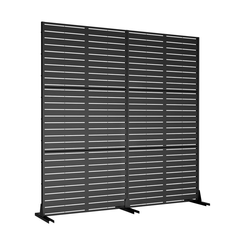Paravent d'extérieur 72 "en métal, H 72 po x l 72 po x P 16 po, Noir