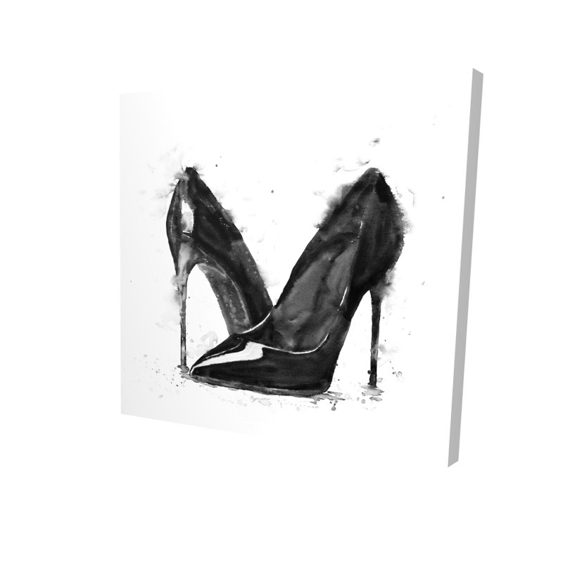 Chaussures noires à talons hauts, toile, mode, décoration murale