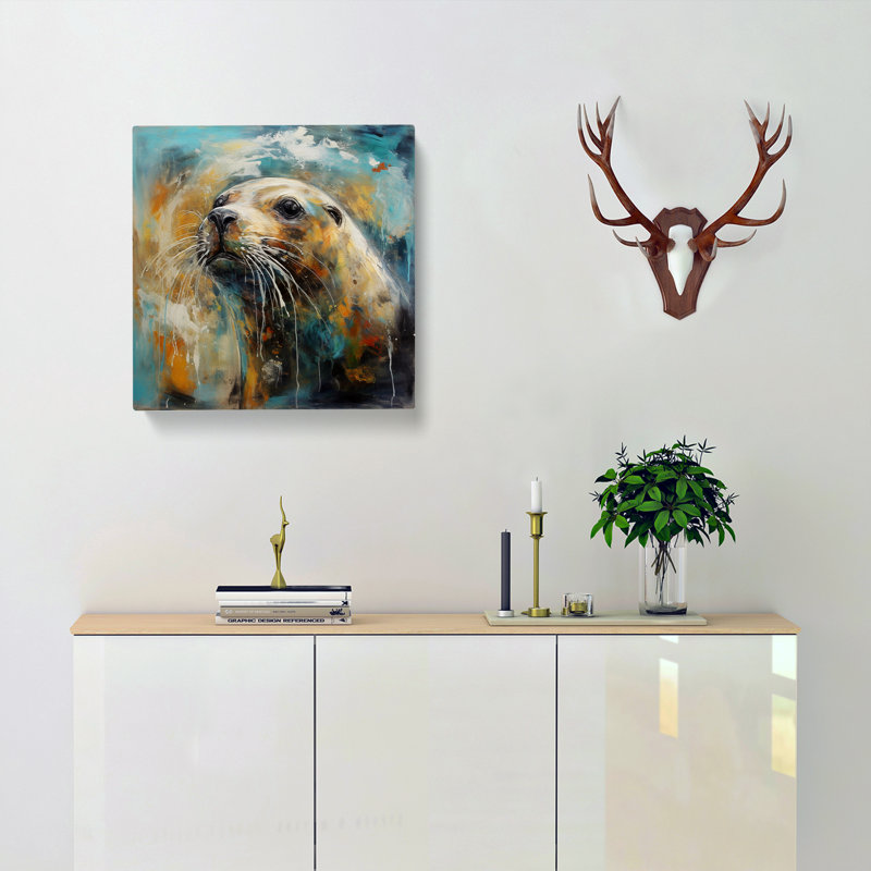 Seal Abstract Expressionism - Wrapped Canvas, 35cm H x 35cm W x 3cm D